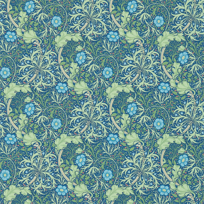 Morris & Co Morris Seaweed Cobalt/Thyme 214713 Wallpaper Sample DM3W214713