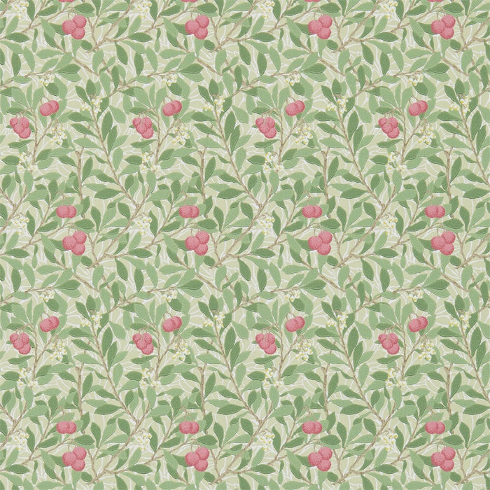 Morris & Co Arbutus Olive/Pink 214720 Wallpaper Sample DM3W214720