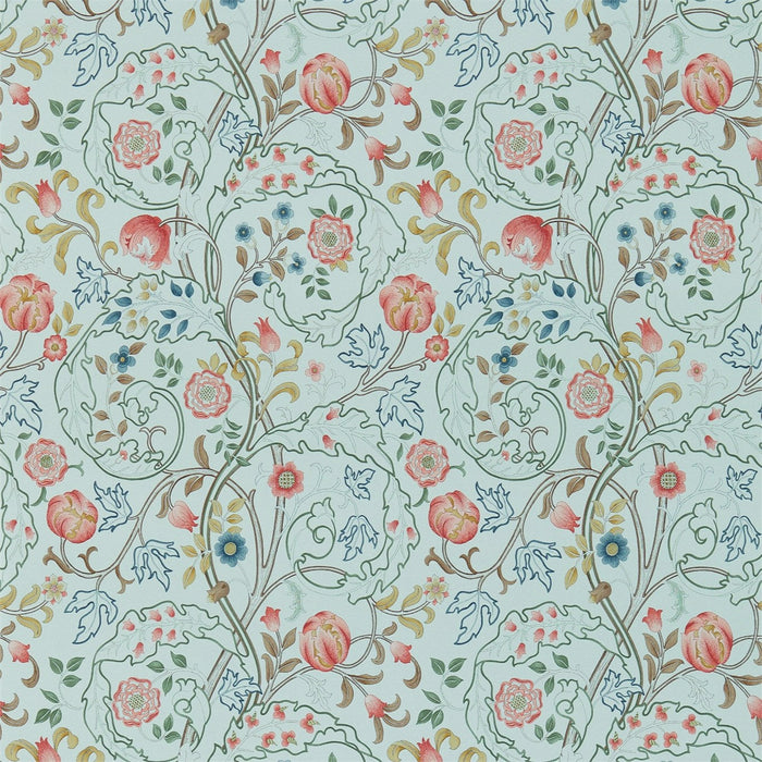 Morris & Co Mary Isobel Silk Blue/Pink 214731 Wallpaper Sample DM3W214731