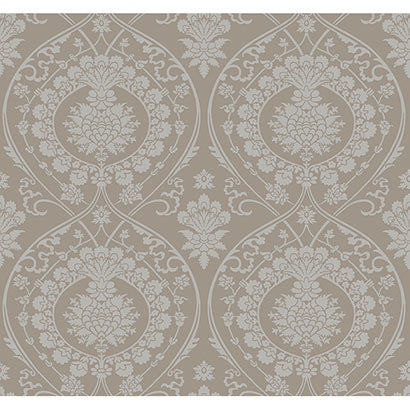 York Imperial Damask Beige & Silver Wallpaper DM4902