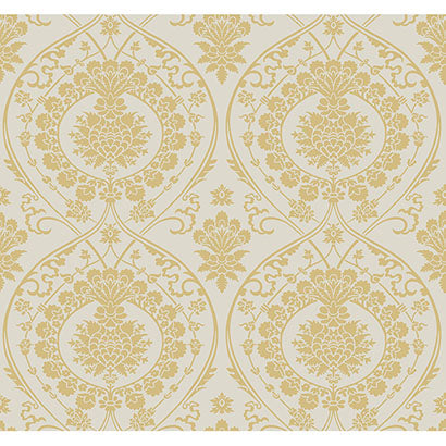 York Imperial Damask Off White & Gold Wallpaper DM4903