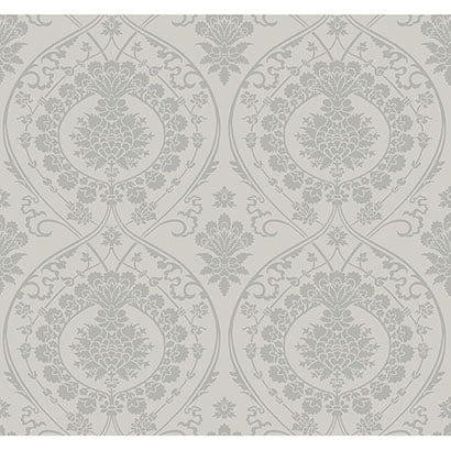 York Imperial Damask Grey & Silver Wallpaper DM4904