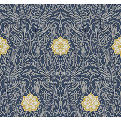 York Gatsby Damask Navy Wallpaper DM4994