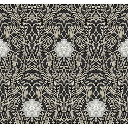 York Gatsby Damask Black Wallpaper DM4995