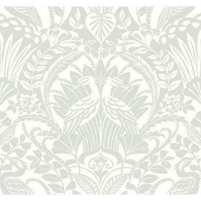 York Egret Damask Green Wallpaper DM4998