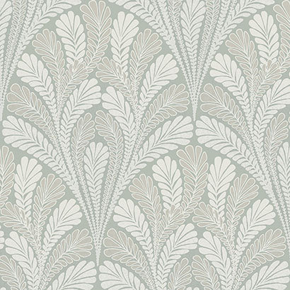 York Shell Damask Green Wallpaper DM5023