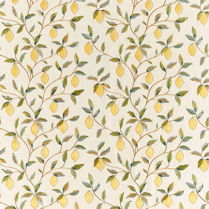 Morris & Co Lemon Tree Embroidery Bayleaf/Lemon 236823 Fabric Sample DM5F236823