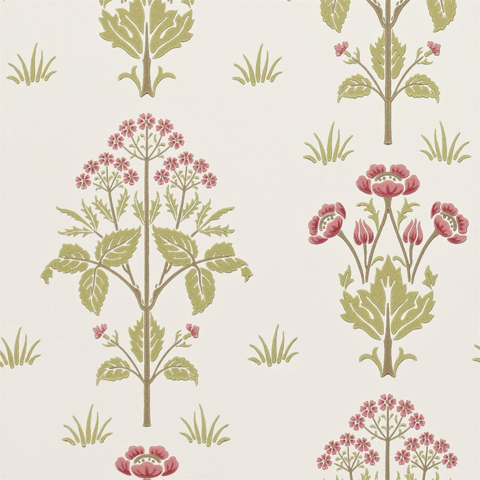 Morris & Co Meadow Street Rose/Olive 210347 Wallpaper Sample DM6P210347