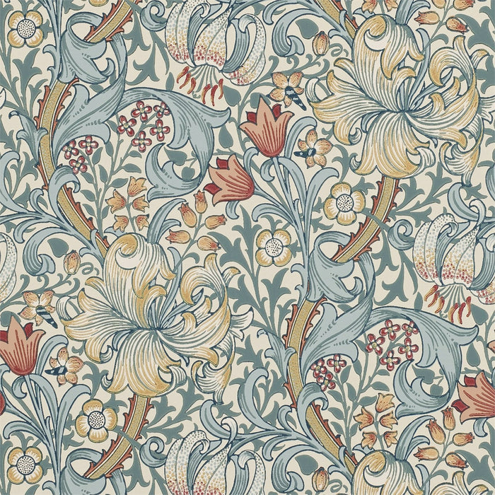 Morris & Co Golden Lily Slate/Manilla 210401 Wallpaper Sample DM6P210401