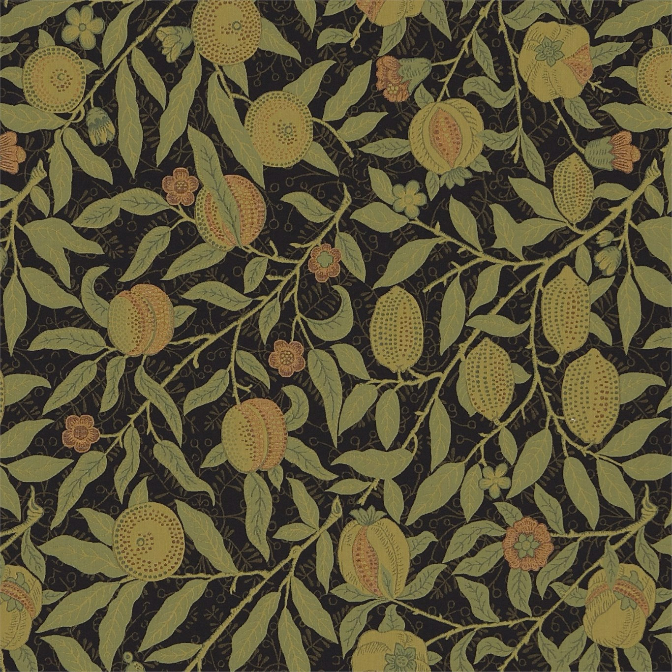 Morris & Co Fruit Black/Claret 230286 Fabric Sample DM6W230286