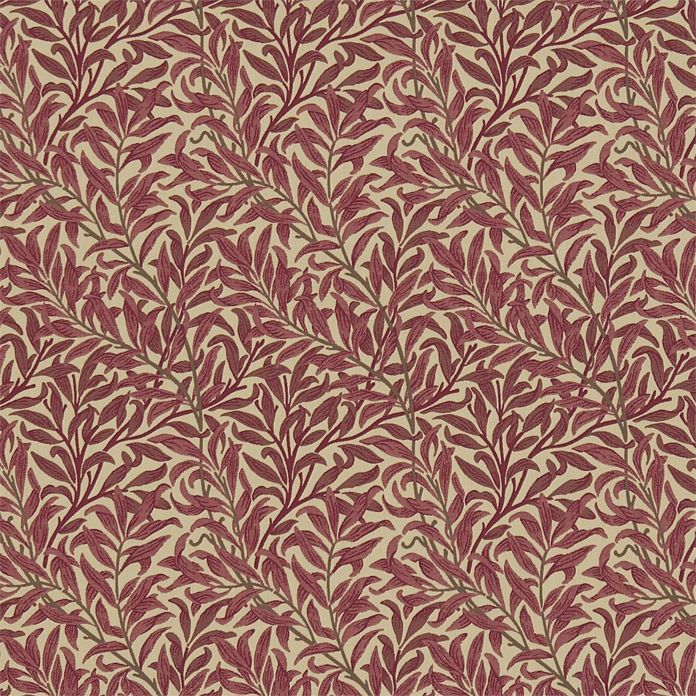 Morris & Co Willow Bough Crimson/Manilla 230288 Fabric Sample DM6W230288