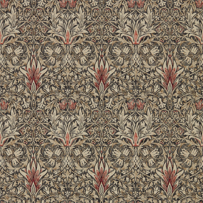 Morris & Co Snakeshead Charcoal/Spice 216425 Wallpaper Sample DMA4216425