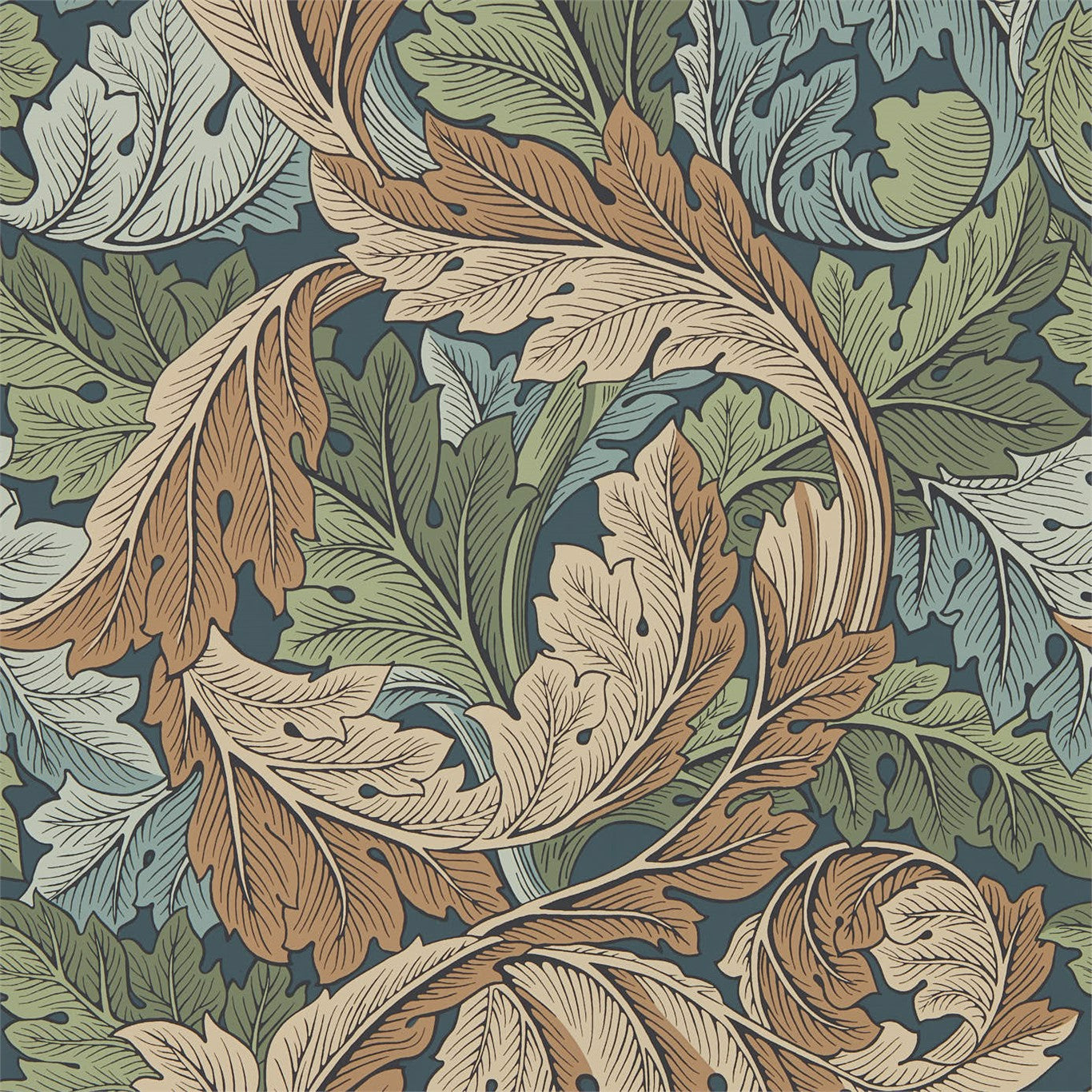 Morris & Co Acanthus Slate Blue/Thyme 216440 Wallpaper Sample DMA4216440