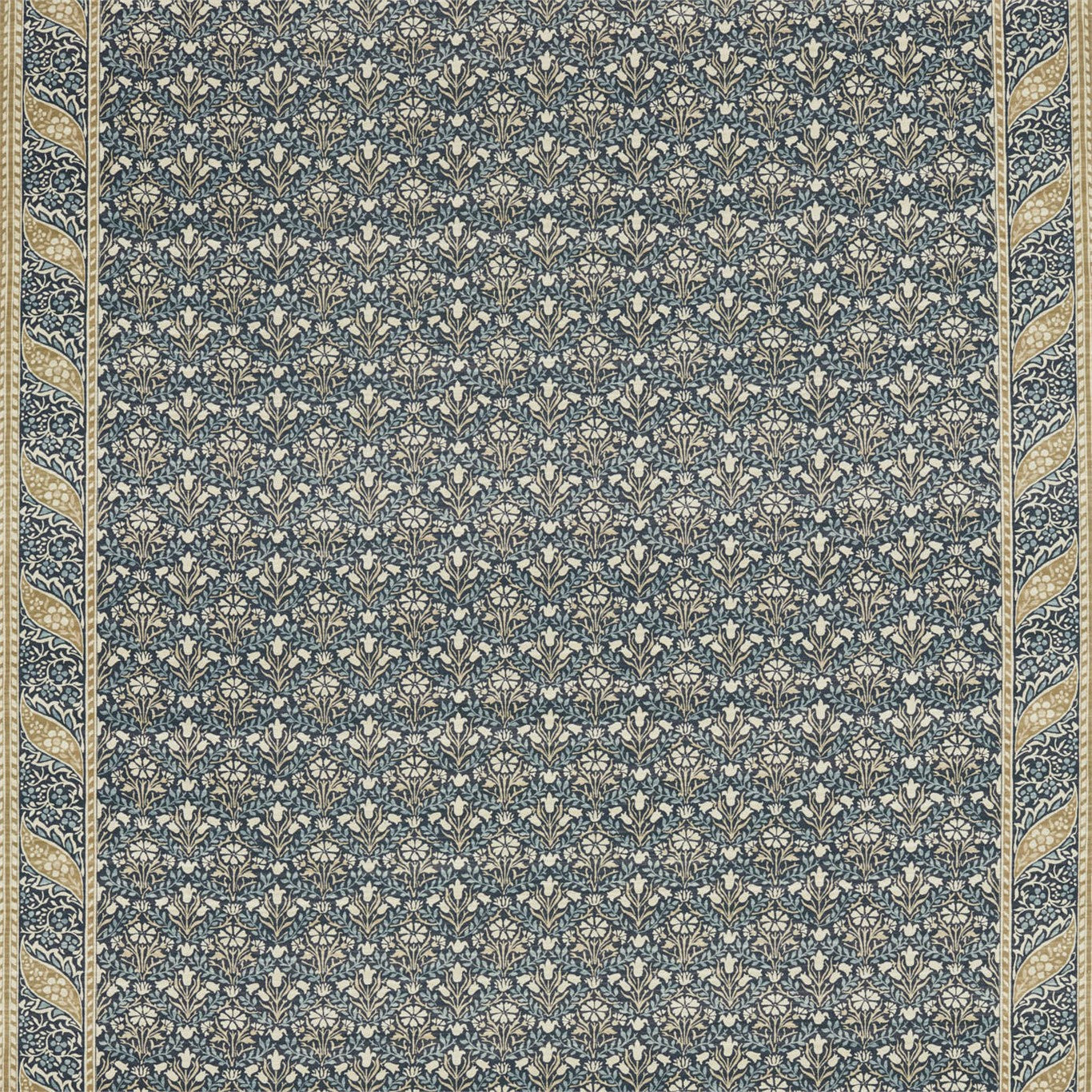 Morris & Co Morris Bellflowers Indigo/Sage 226403 Fabric Sample DMA4226403