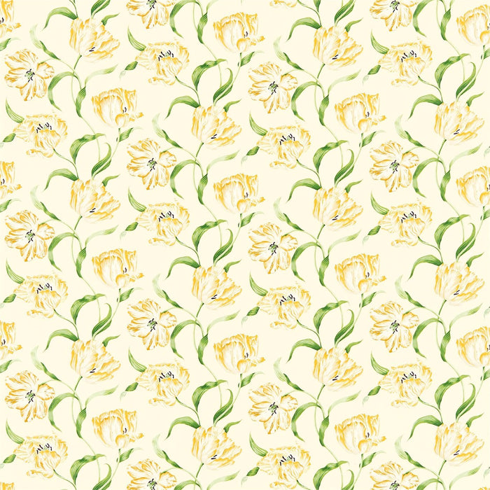 Sanderson Dancing Tulips Primrose/ Green 221951 Fabric Sample DMAY221951