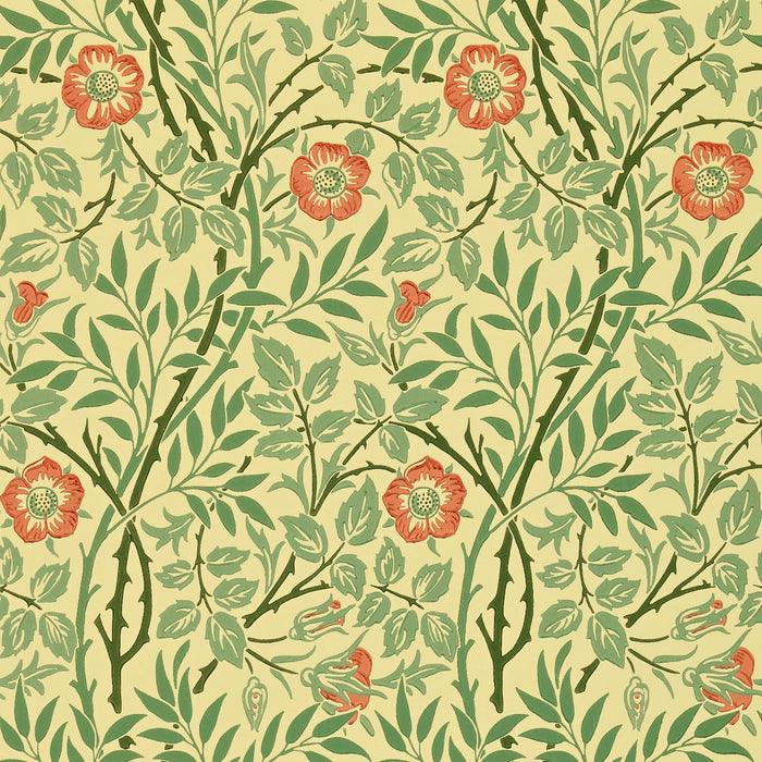 Morris & Co Sweet Briar Green/Blue/Rust 30101 Wallpaper Sample DMC130101