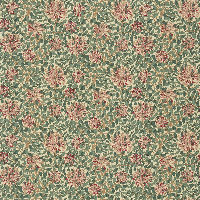 Morris & Co Honeysuckle Bottle Green/Mulberry HS203 Fabric Sample DMC1HS203