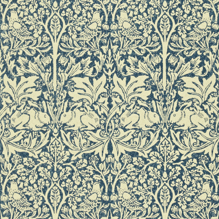 Morris & Co Brer Rabbit Indigo/Vellum BR105 Wallpaper Sample DMORBR105