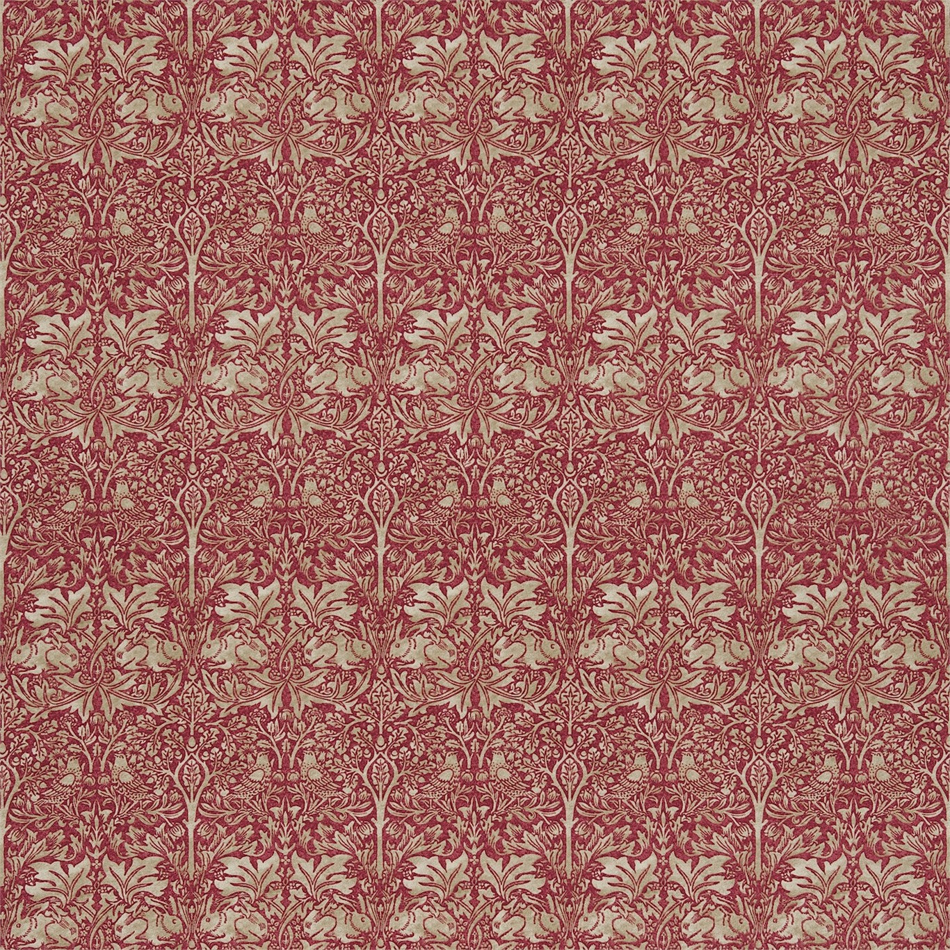 Morris & Co Brer Rabbit Red/Hemp BR201 Fabric Sample DMORBR201