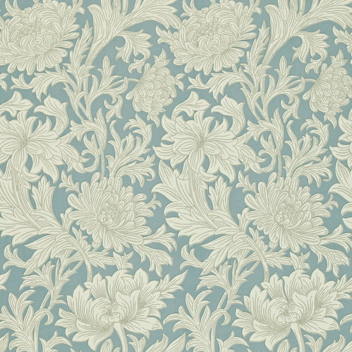 Morris & Co Chrysanthemum Toile China Blue/Cream CH101 Wallpaper Sample DMOWCH101