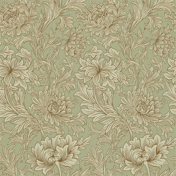 Morris & Co Chrysanthemum Toile Eggshell/Gold CH104 Wallpaper Sample DMOWCH104