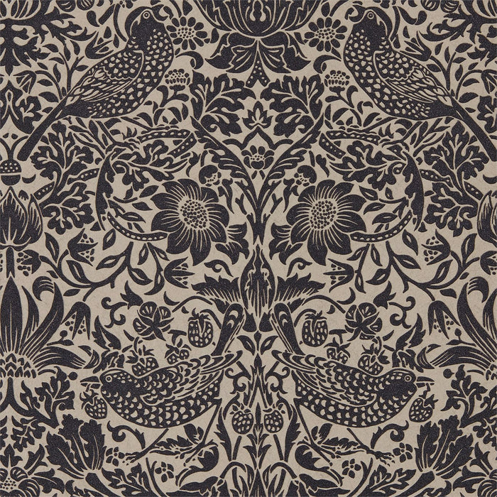 Morris & Co Pure Strawberry Thief Gilver/Graphite 216018 Wallpaper Sample DMPU216018