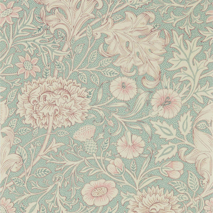 Morris & Co Double Bough Teal Rose 216680 Wallpaper Sample DMSW216680