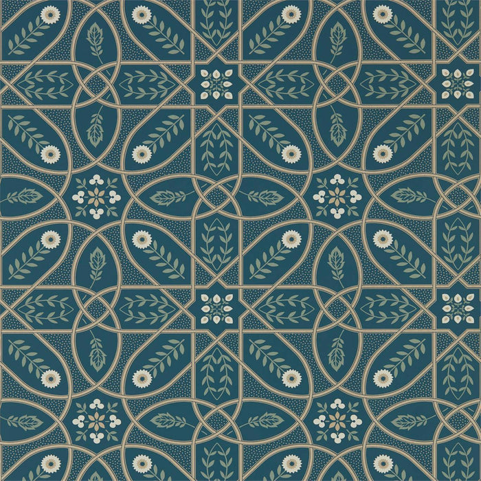 Morris & Co Brophy Trellis Deep Teal 216699 Wallpaper Sample DMSW216699