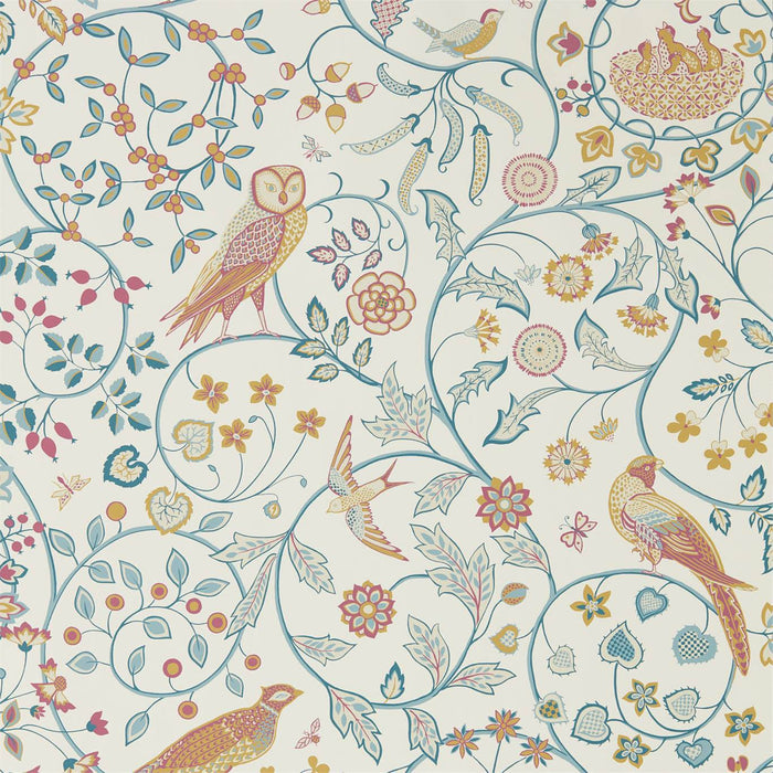 Morris & Co Newill Indigo Saffron 216703 Wallpaper Sample DMSW216703