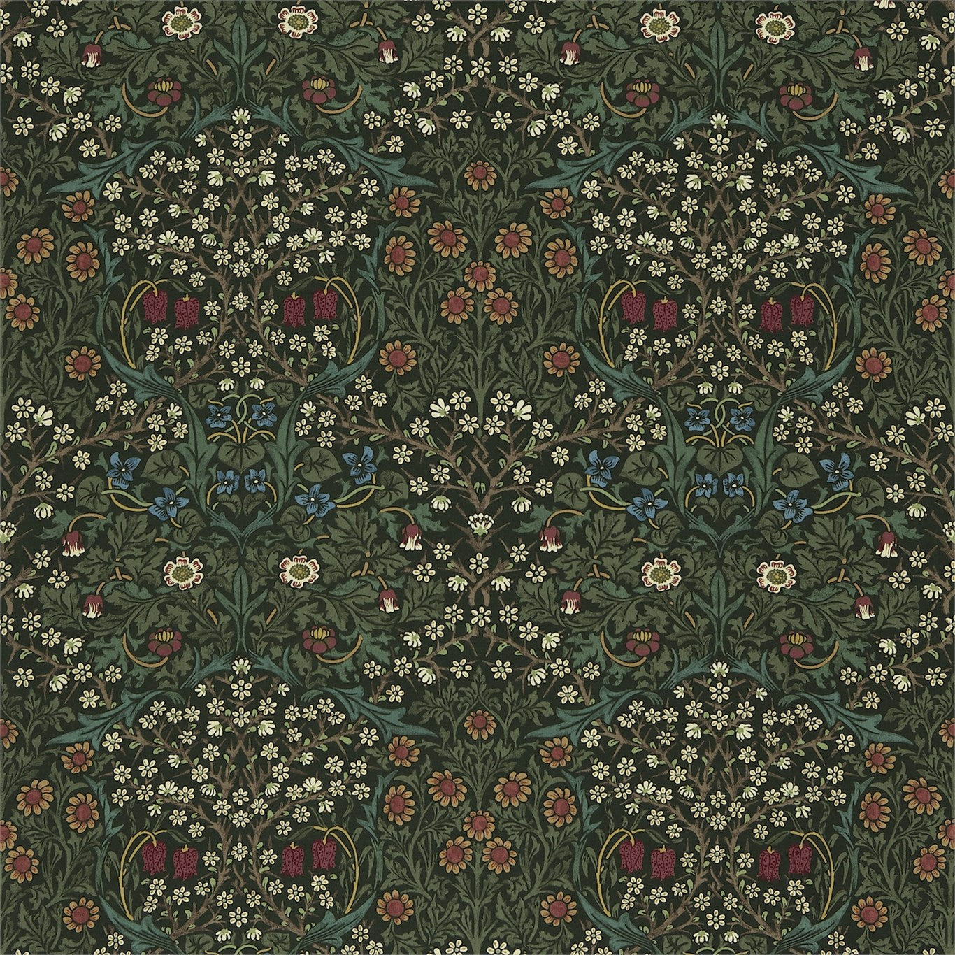 Morris & Co Blackthorn Green BT201 Fabric Sample DMY1BT201