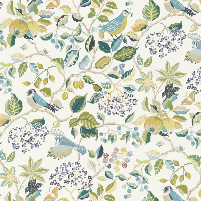 Sanderson Birds & Berries Southwold Blue 226728 Fabric Sample DNTF226728