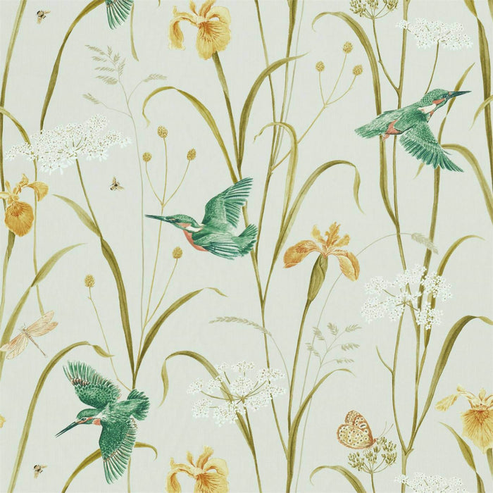 Sanderson Kingfisher & Iris Teal/Amber 226731 Fabric Sample DNTF226731