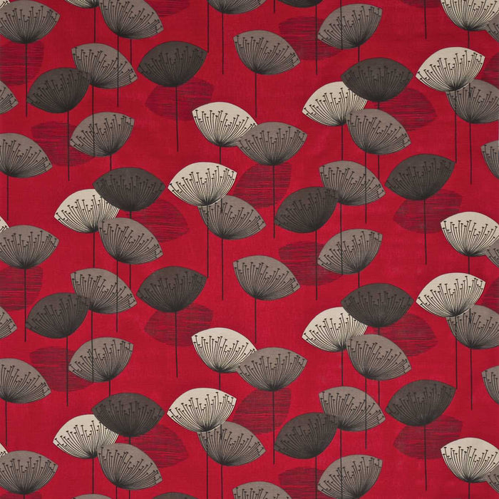 Sanderson Dandelion Clocks Red DA201 Fabric Sample DOPNDA201