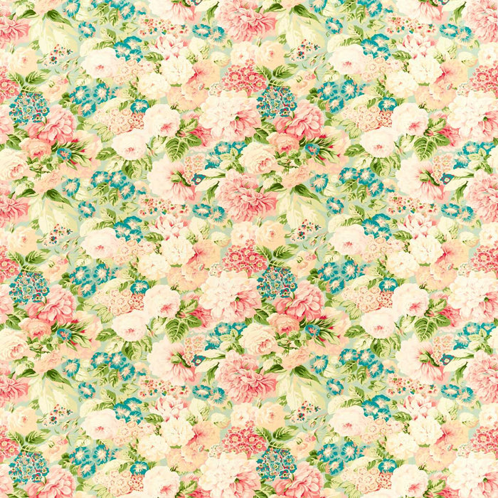 Sanderson Rose & Peony Sage/ Coral 226860 Fabric Sample DOSF226860