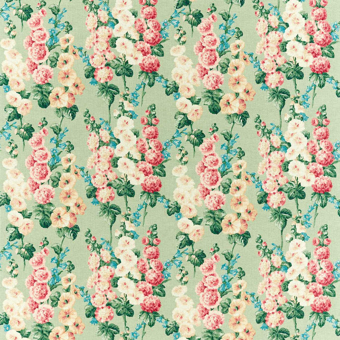 Sanderson Hollyhocks Sage/ Rose 226862 Fabric Sample DOSF226862