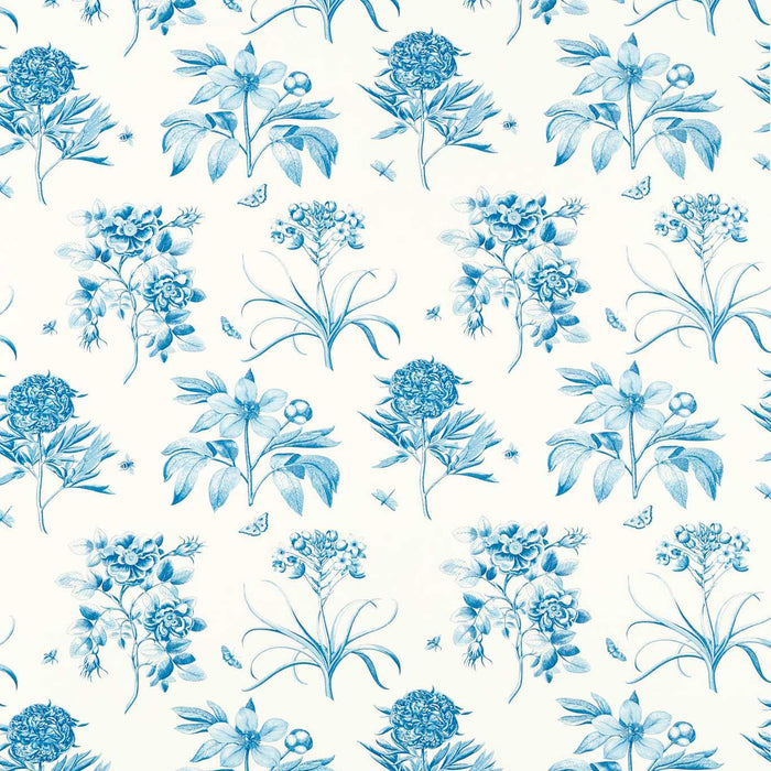 Sanderson Etchings & Roses China/ Blue 226869 Fabric Sample DOSF226869