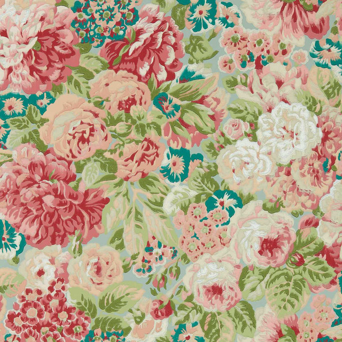 Sanderson Rose and Peony Blue Clay/Carmen Lt 217029 Wallpaper Sample DOSW217029