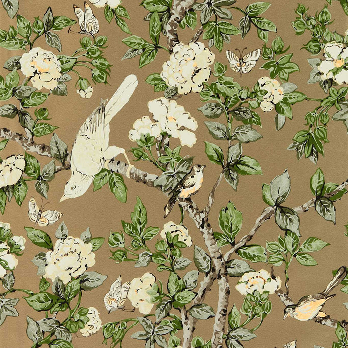 Sanderson Caverley Gold Metallic/Gardenia Green 217036 Wallpaper Sample DOSW217036