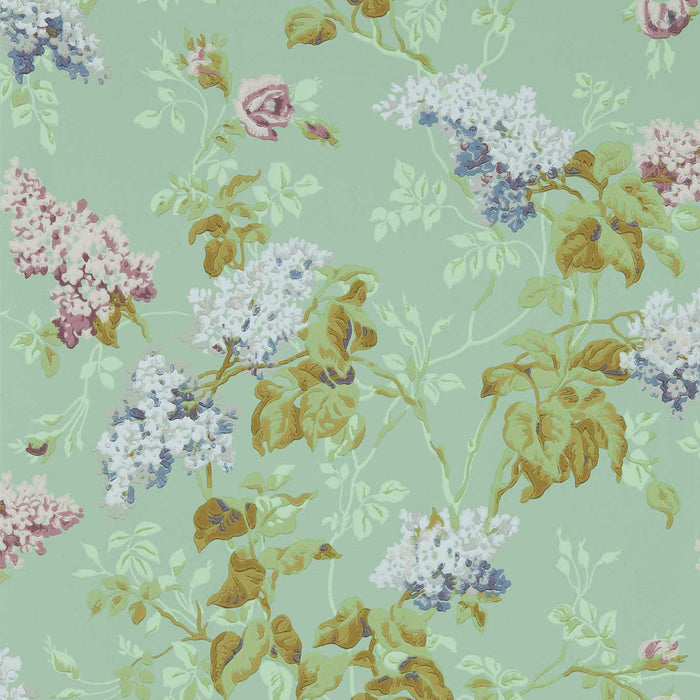 Sanderson Sommerville Mint/Plum 217049 Wallpaper Sample DOSW217049