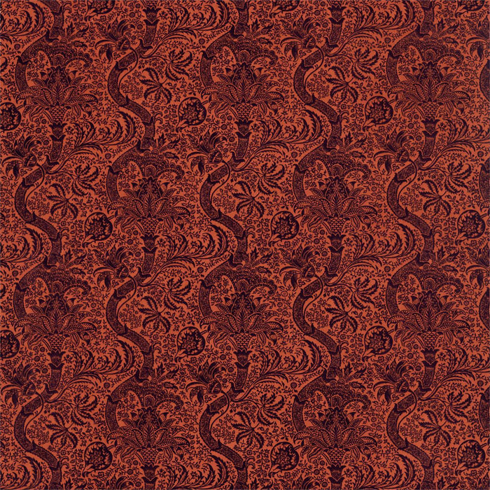 Morris & Co Indian Flock Velvet Russet/Mulberry 236943 Fabric Sample DROF236943