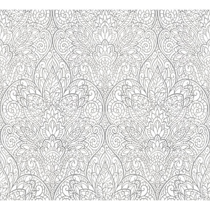 York Paradise Bright White & Silver Wallpaper DT5011