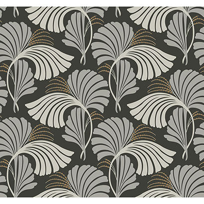 York Dancing Leaves Black Wallpaper DT5134