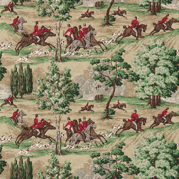 Sanderson Tally Ho Evergreen/Crimson 224338 Fabric Sample DVIN224338