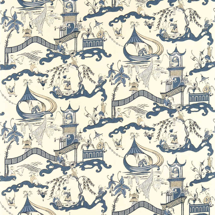 Sanderson Pagoda River Indigo/ Blue PA202 Fabric Sample DVIPPA202