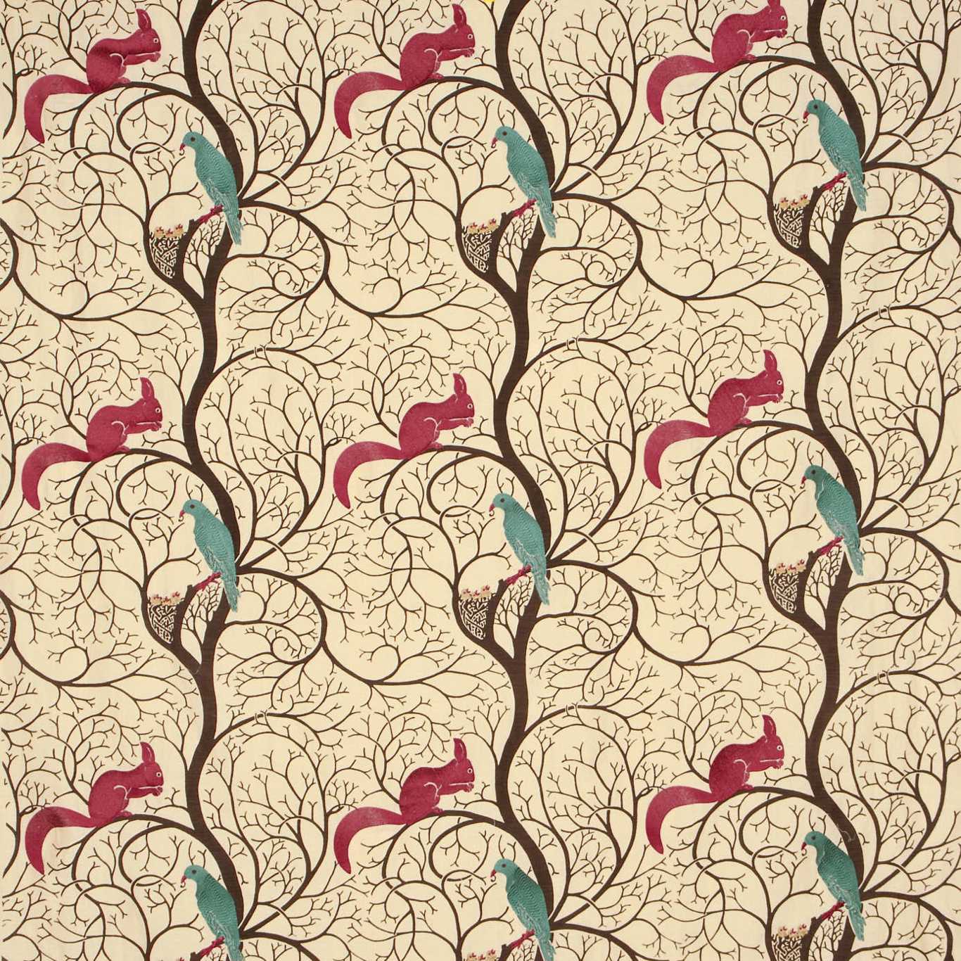 Sanderson Squirrel & Dove Wedgwood/ Cream SQ302 Fabric Sample DVIPSQ302