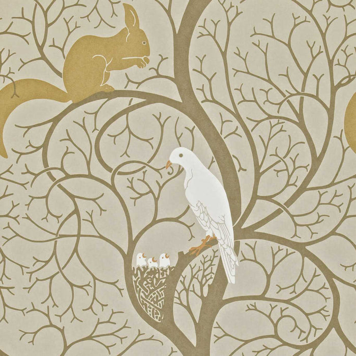 Sanderson Squirrel & Dove Linen/ Ivory SQ101 Wallpaper Sample DVIWSQ101