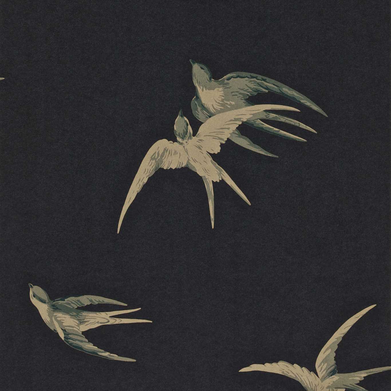 Sanderson Swallows Black SW105 Wallpaper Sample DVIWSW105