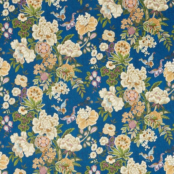 Sanderson Emperor Peony Herbal Blue /Amber 226960 Fabric Sample DWAT226960