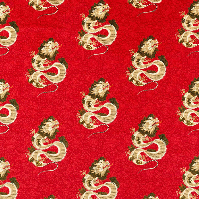 Sanderson Water Dragon Cinnabar Red 226977 Fabric Sample DWAT226977