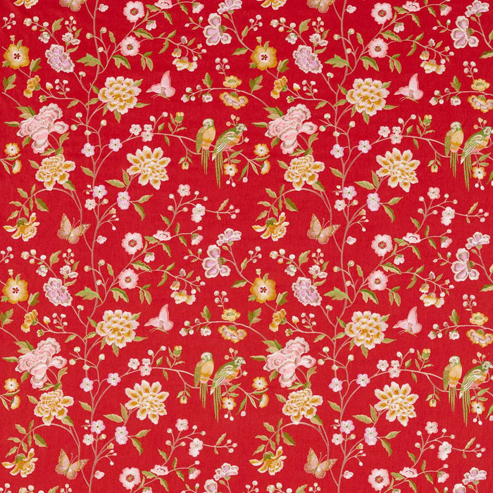 Sanderson Chinoiserie Hall Cinnabar Red 237274 Fabric Sample DWAT237274